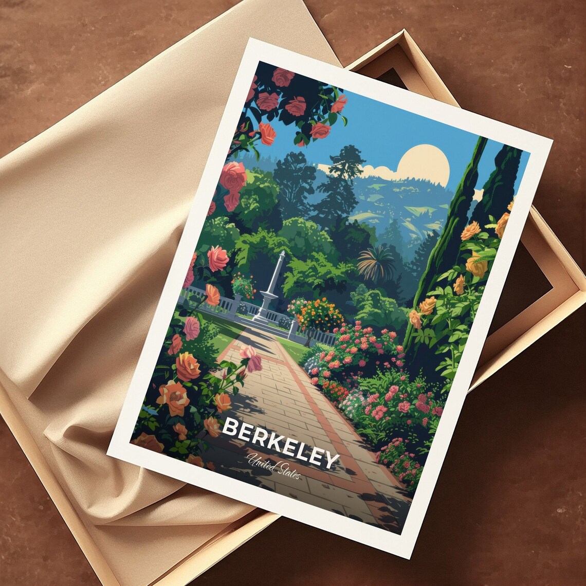 Berkeley United States Rose Garden Path Fountain Blossoms Travel Poster - Image 3