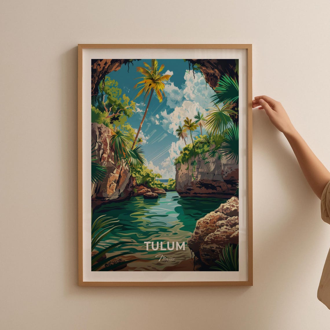 Tulum Mexico Jungle Lagoon Turquoise Water Palms Travel Poster - Image 2