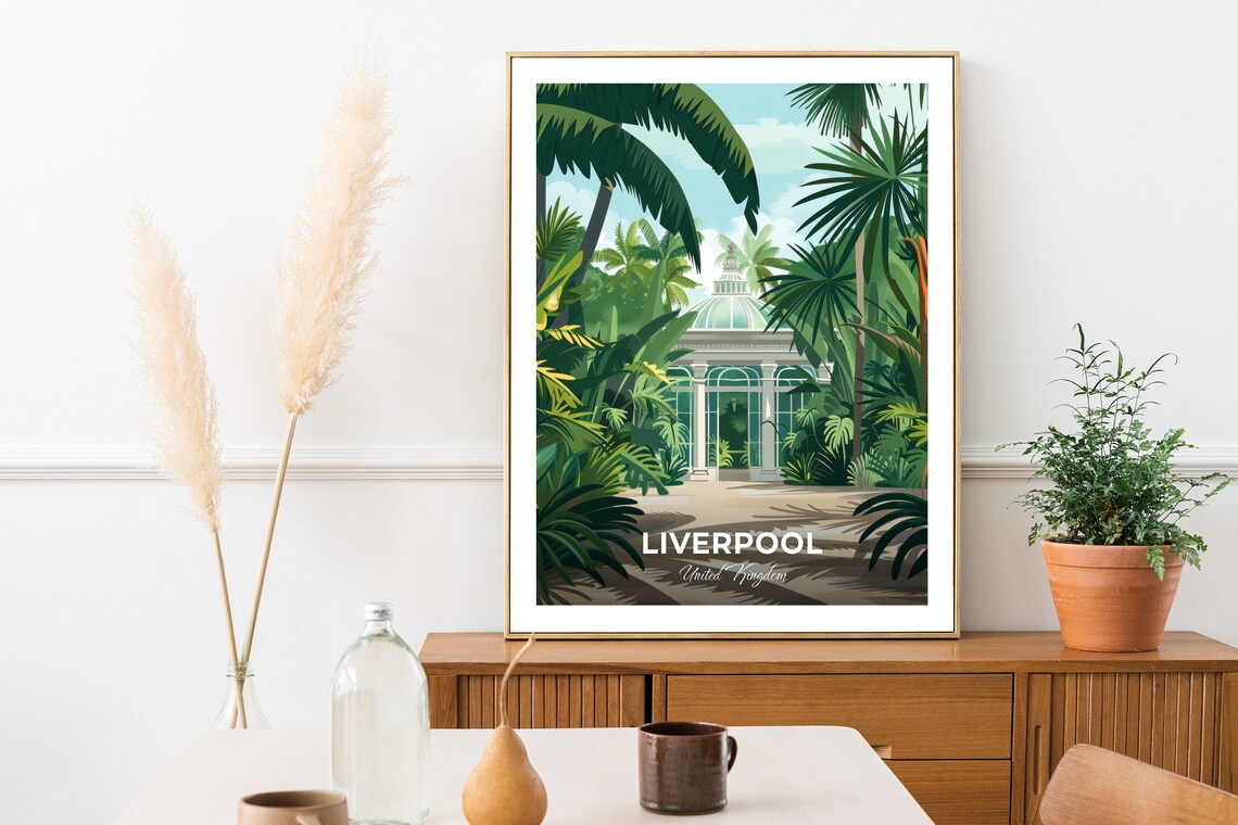 Liverpool United Kingdom Palm House Tropical Glasshouse Travel Art Poster - Image 2