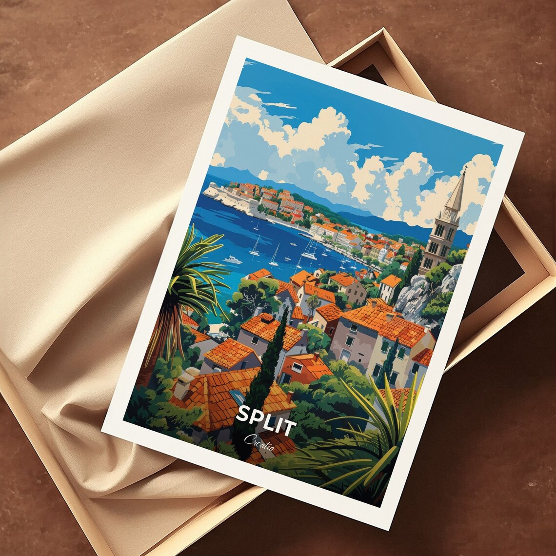 Split Coastal Town View From The Hills Above The Bay Croatia Poster - Image 3