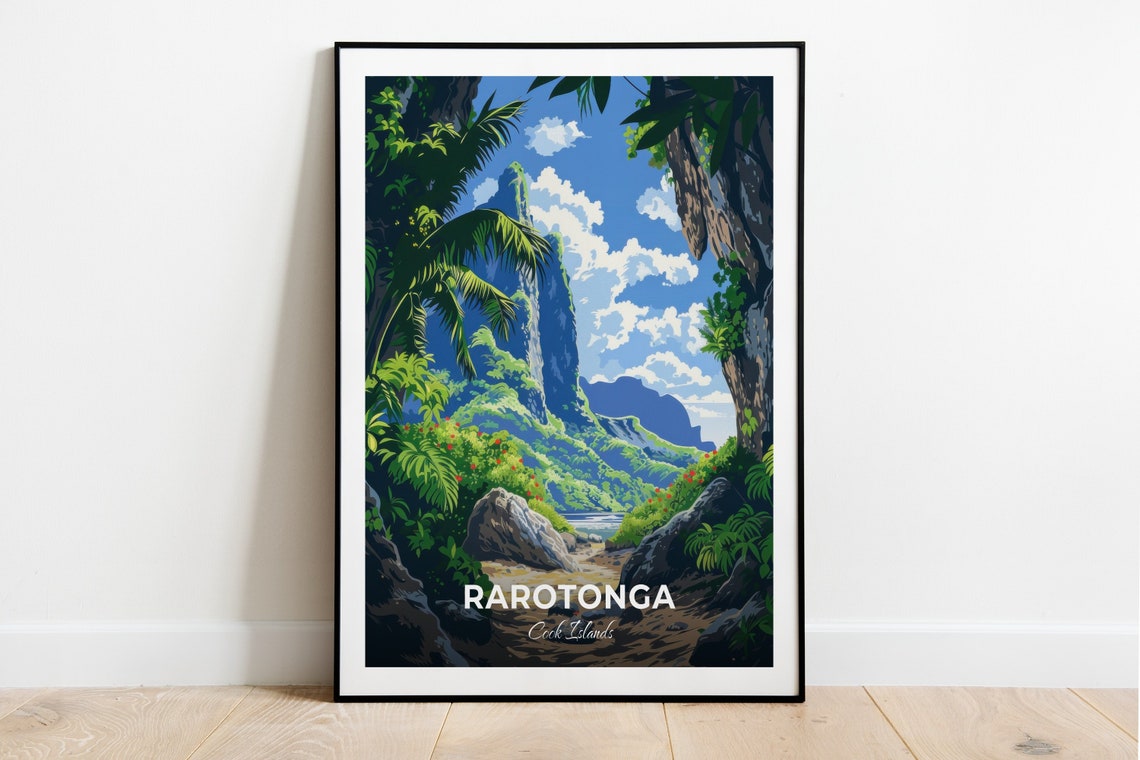 Rarotonga Cook Islands Jungle Valley With Dramatic Rock Spires Poster