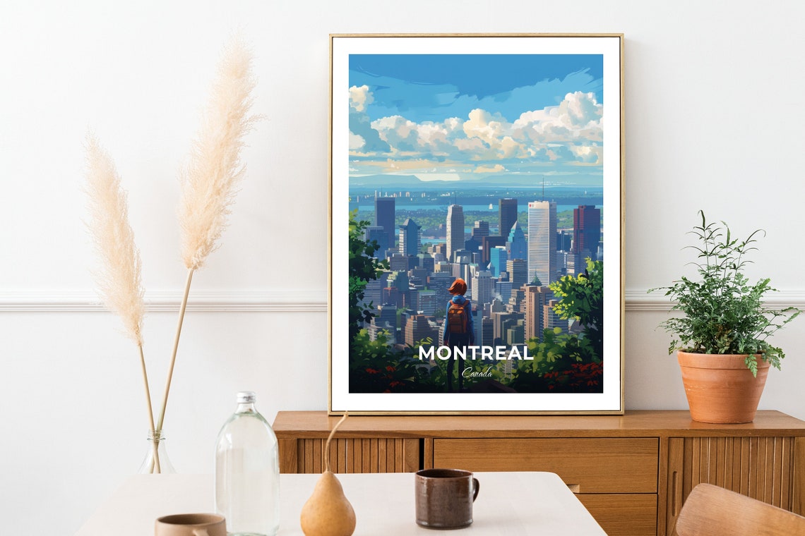 Montreal Mount Royal Skyline View Canada Cityscape Travel Poster - Image 2