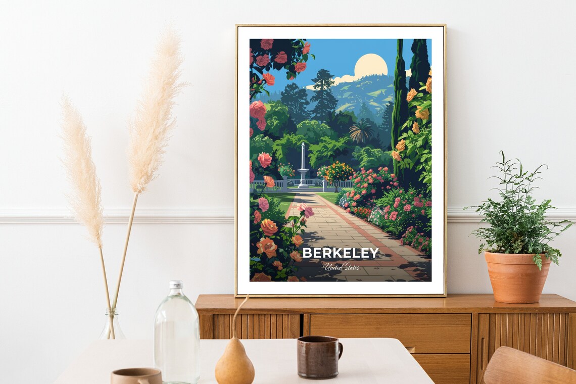 Berkeley United States Rose Garden Path Fountain Blossoms Travel Poster - Image 2