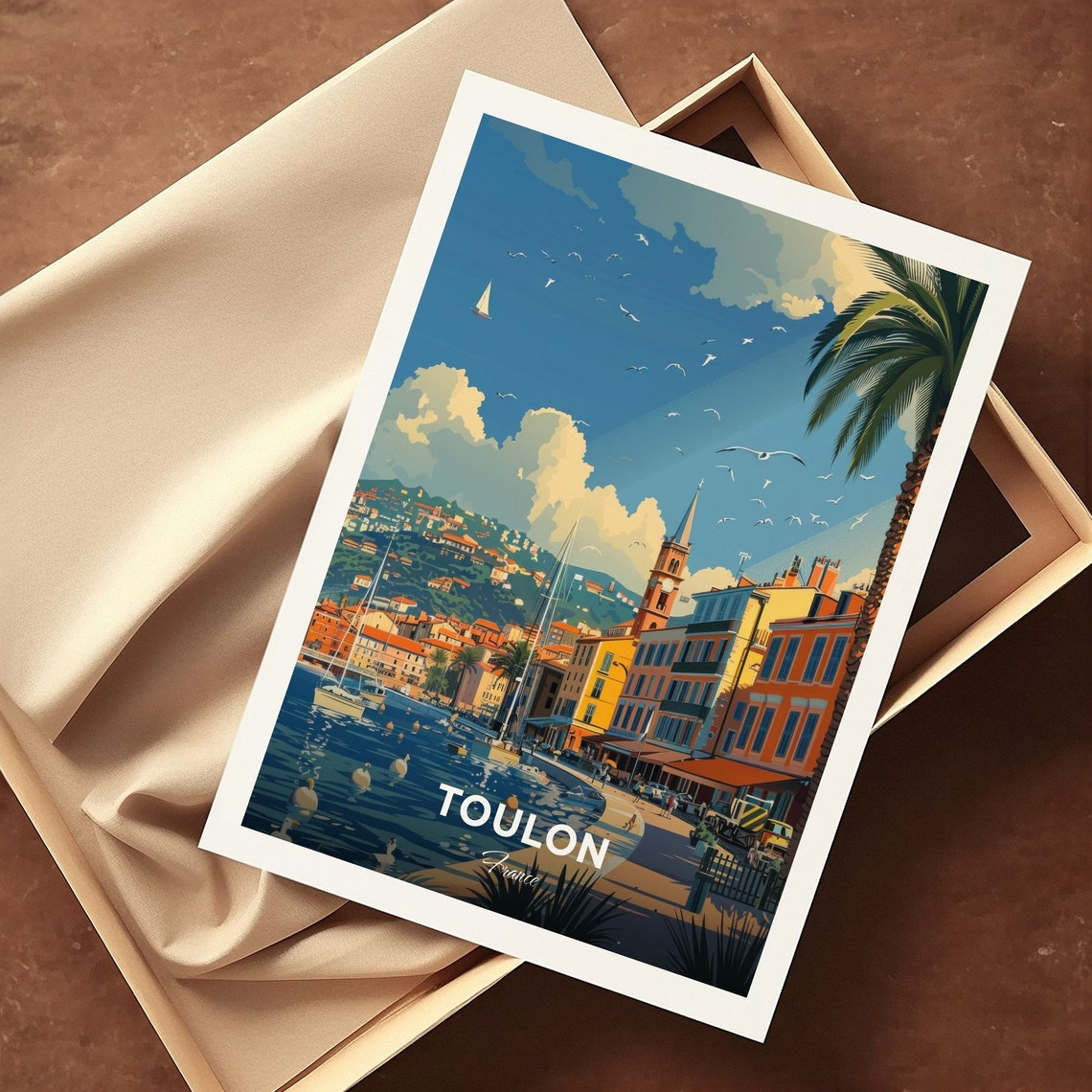 Toulon Travel Poster Port Of Toulon City Print Cityscape Artwork Birthday Wedding Gift Wall Art Location Print Home Decor - Image 3
