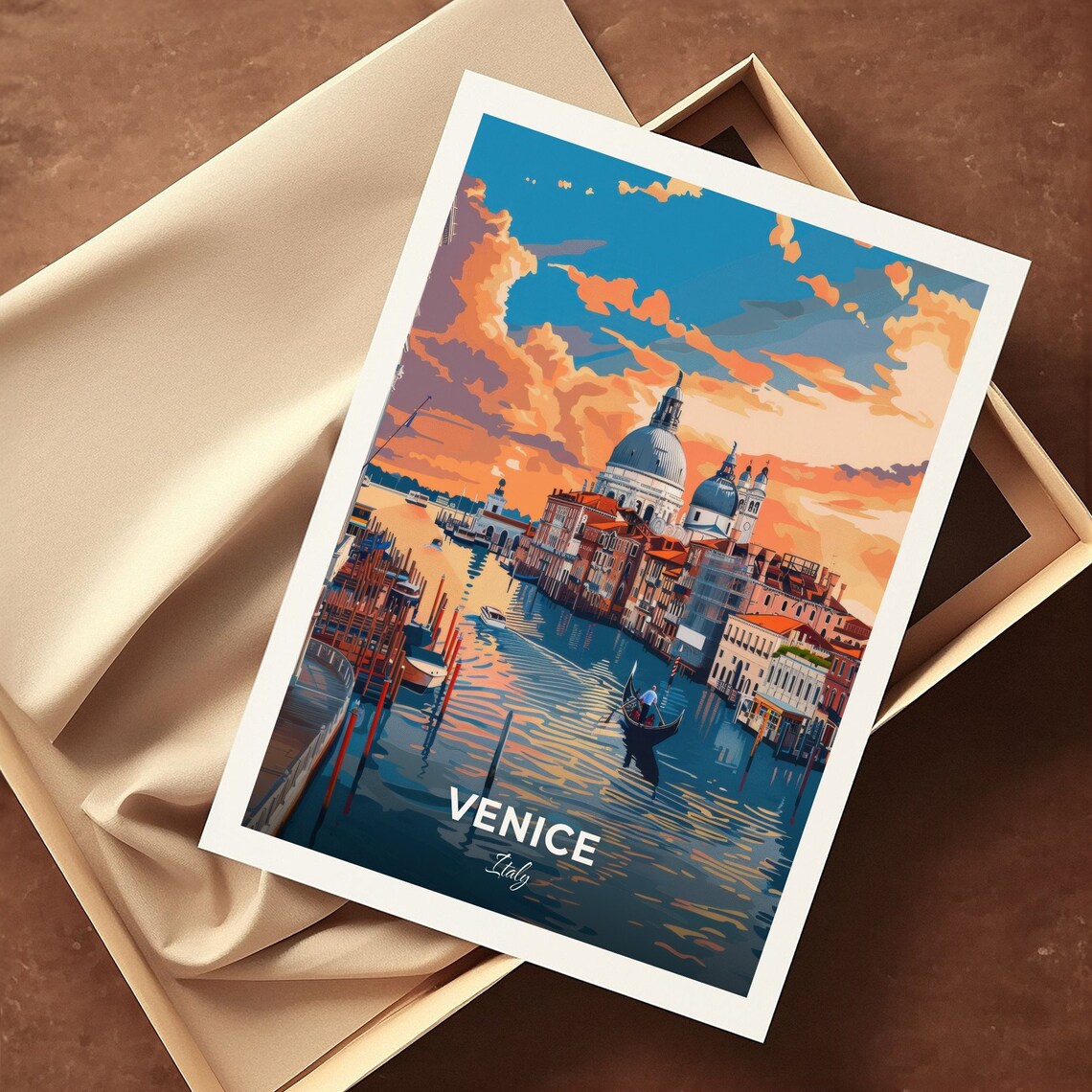 Venice Italy Grand Canal Gondola Sunset Dome Church Travel Poster - Image 3