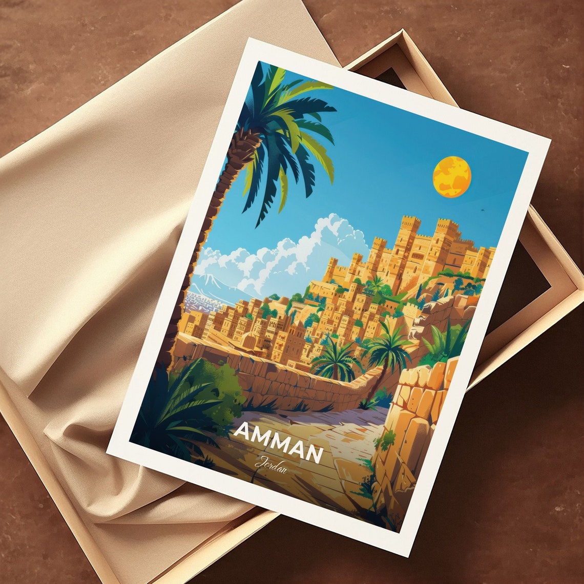 Amman Jordan Ancient Citadel Hill Glowing In Golden Sunset Poster - Image 3
