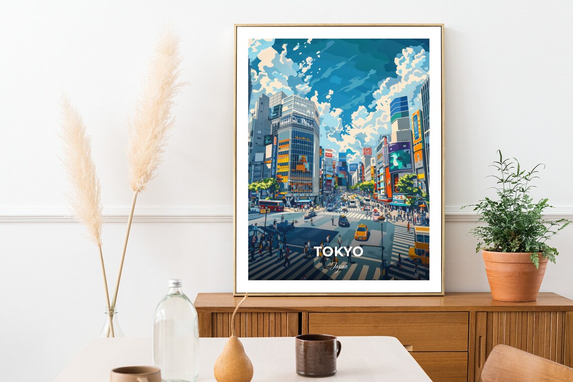 Tokyo Japan Shibuya Crossing Busy City Street View Scene Poster - Image 2