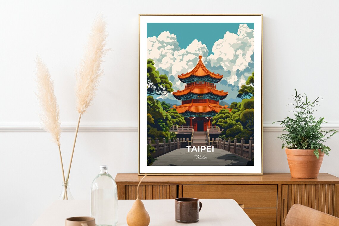 Taipei Longshan Temple Pagoda Courtyard Historic Landmark Taiwan Poster - Image 2