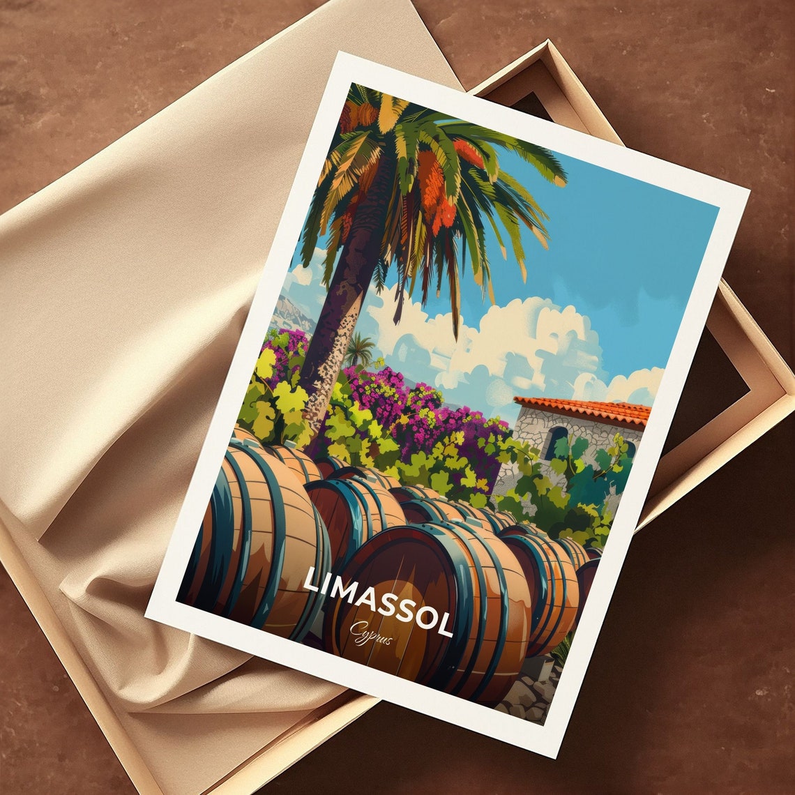 Limassol Cyprus Wine Festival Grounds Travel Poster Vineyard Art - Image 3