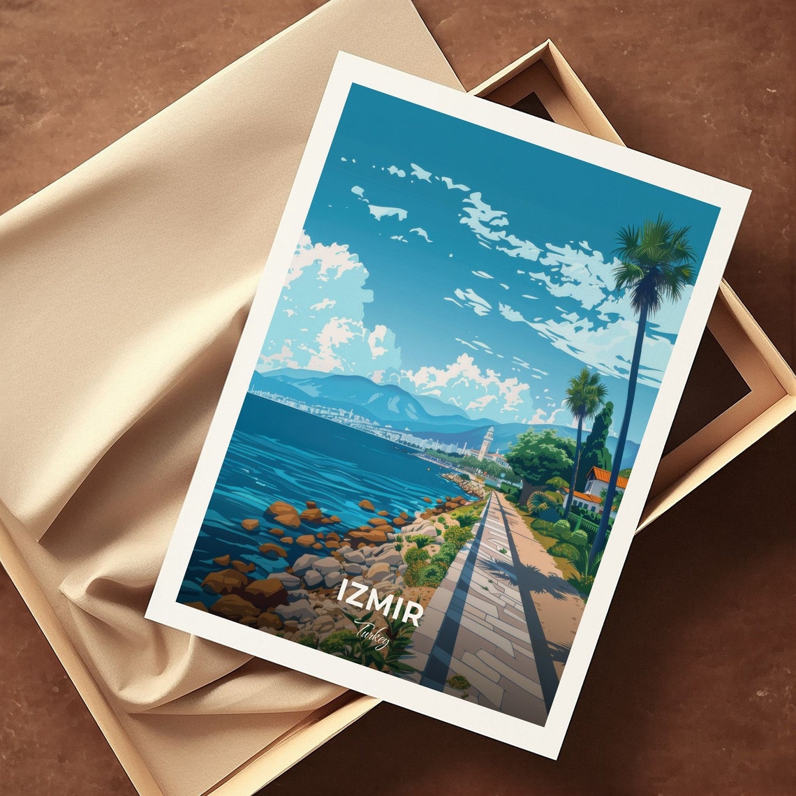 Izmir Kordon Palm Lined Promenade And Blue Sea Turkey Travel Poster - Image 3