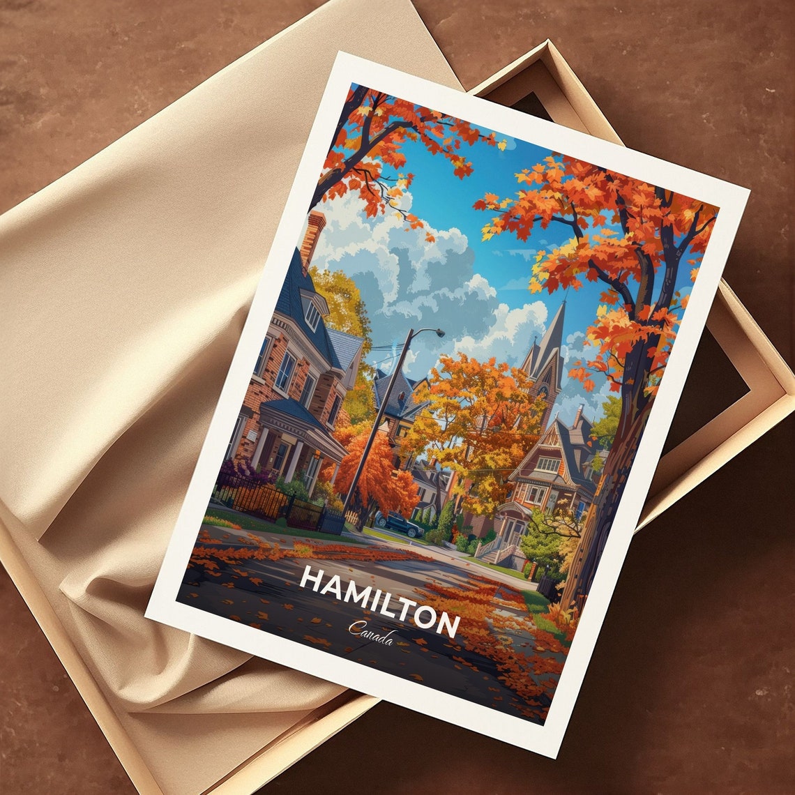 Hamilton Canada Charming Autumn Maple Street Fall Scene Poster - Image 3