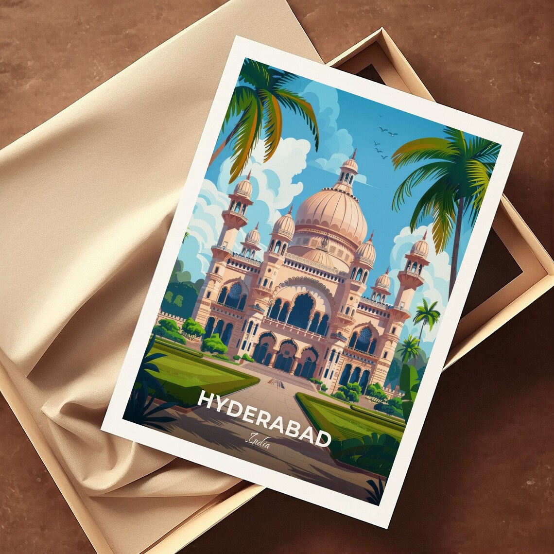 Hyderabad Salar Jung Museum Domed Landmark Garden Travel Poster - Image 3