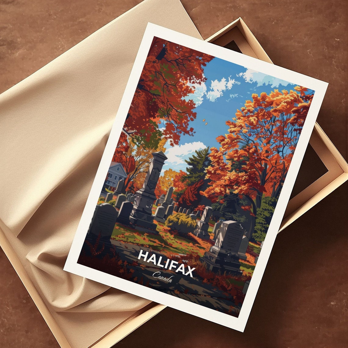 Halifax Canada Historic Cemetery Autumn Foliage Fall Travel Poster - Image 3