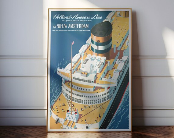 Vintage Holland America Line Exhibition Poster, New York