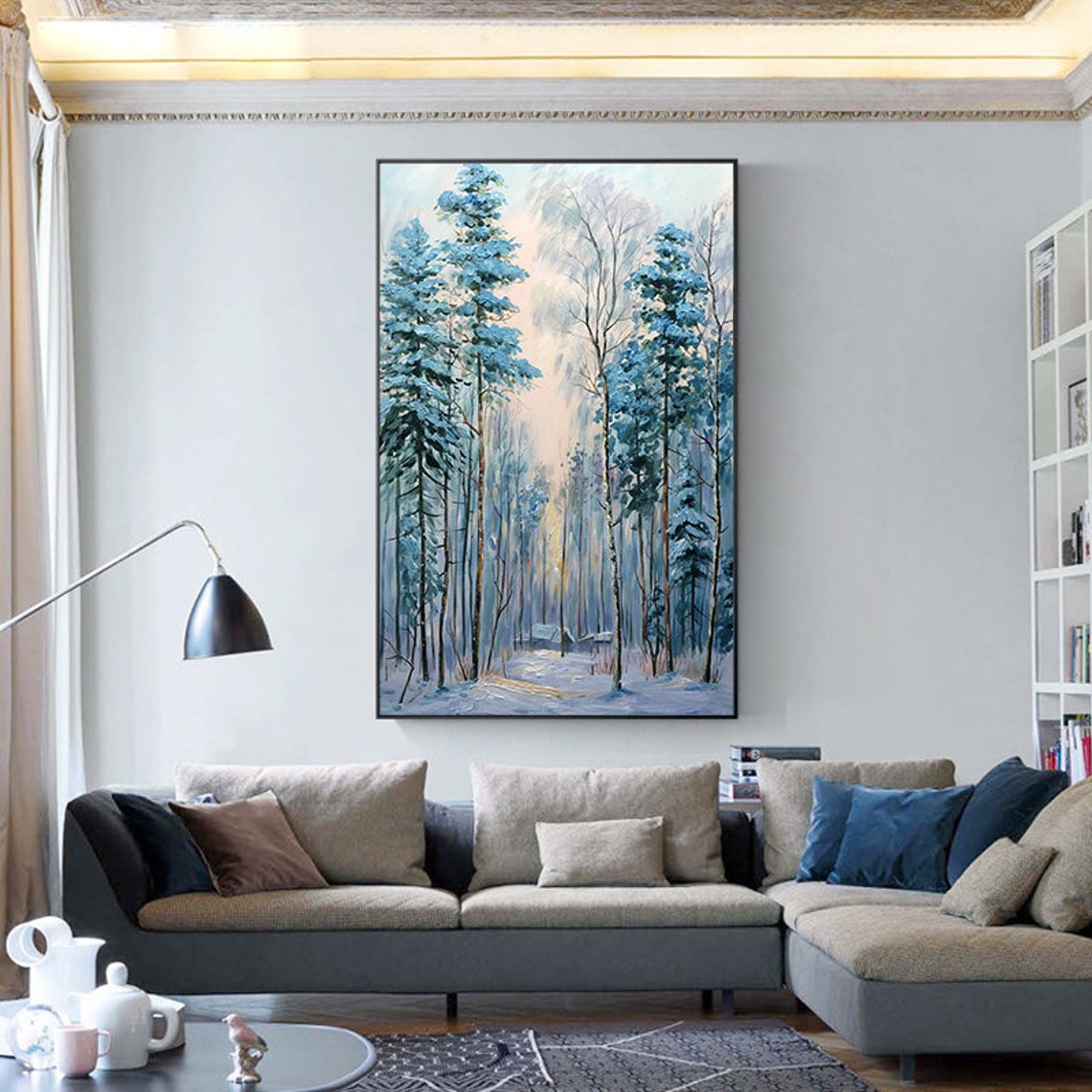 Forest Scenry Painting Winter Snow Scenery Painting Tree Wall Art Landscape Oil Painting On Living Room Wall Decor Spiritual Art - Image 3