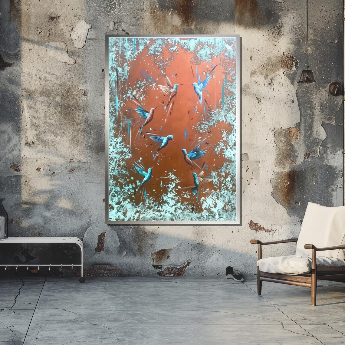 Abstract Hummingbird Art Print, Modern Wildlife Decor - Image 3