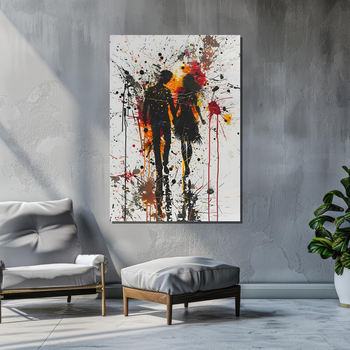 Silhouette Couple Abstract Art, Modern Love - Image 2