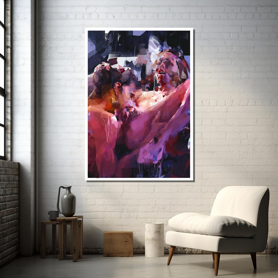 Abstract Intimate Couple, Expressionist Painting - Image 2