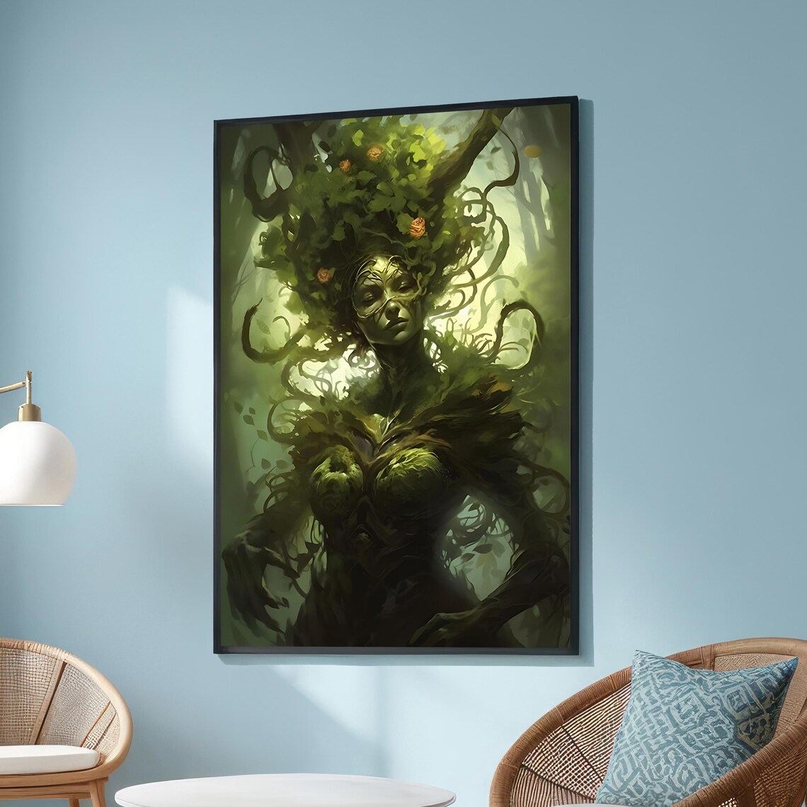 Fantasy Forest Spirit Art Print, Mystical Nature Goddess