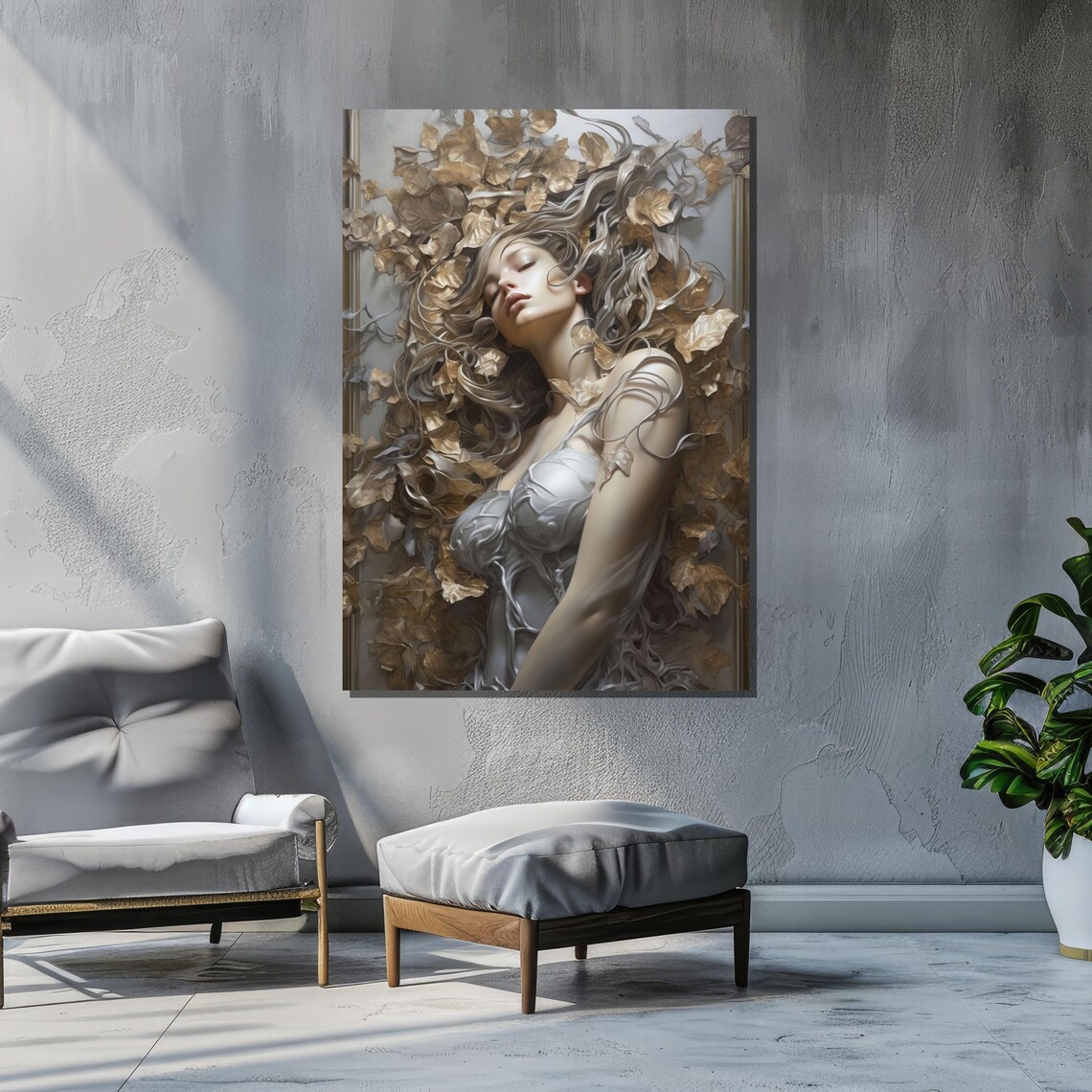 Dreamlike Woman With Flowing Hair, Surreal Fantasy Art Print - Image 2