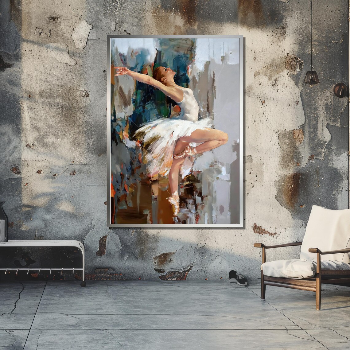 Elegant Ballerina Art Print, Abstract Background - Image 3