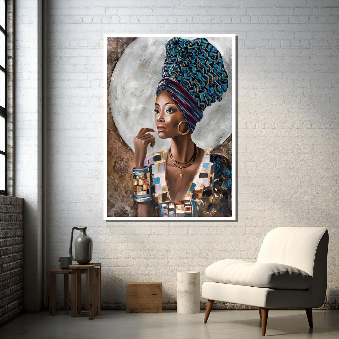 Elegant African Woman, Modern Art Deco Portrait - Image 4