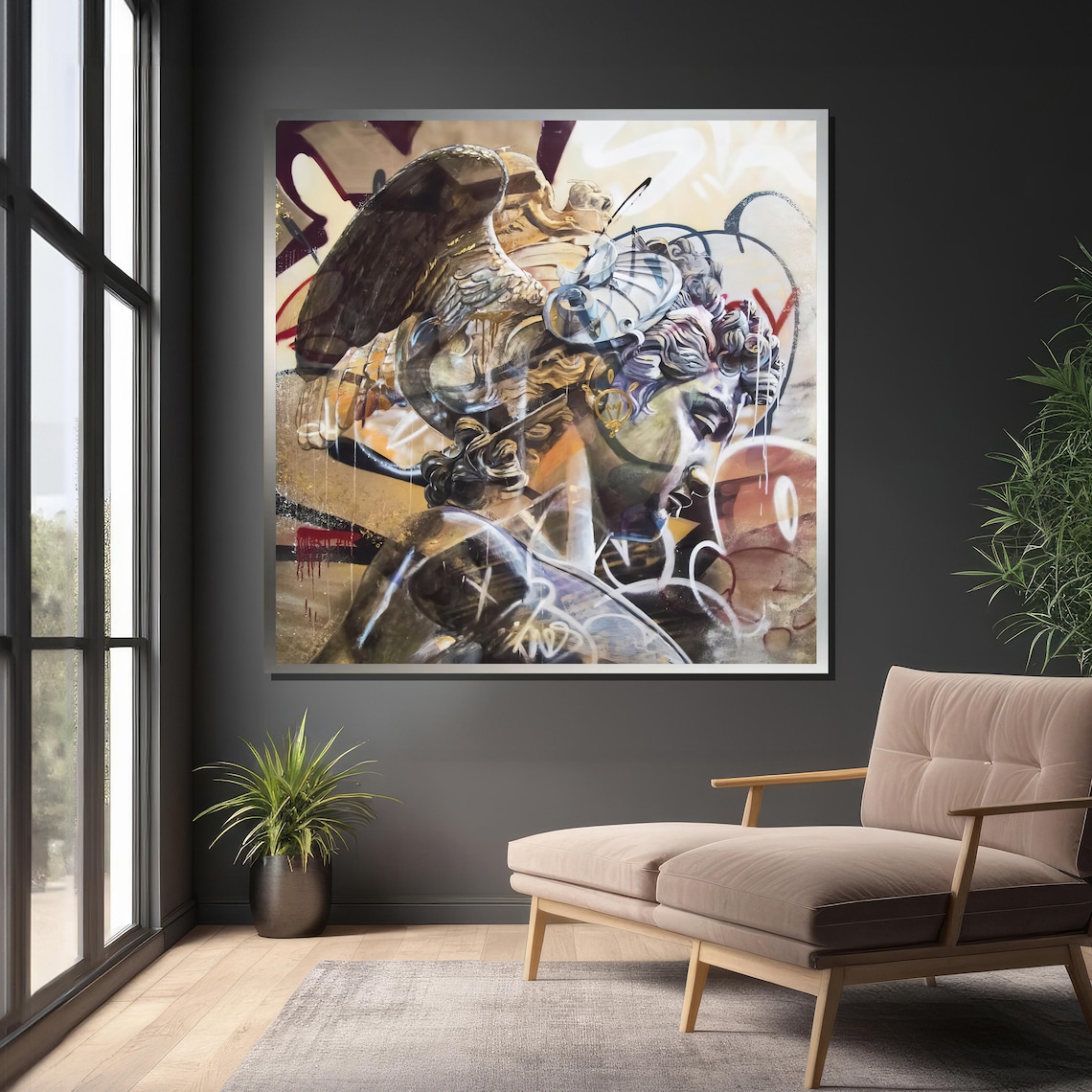 Perseus Classical Sculpture, Urban Graffiti Fusion - Image 4