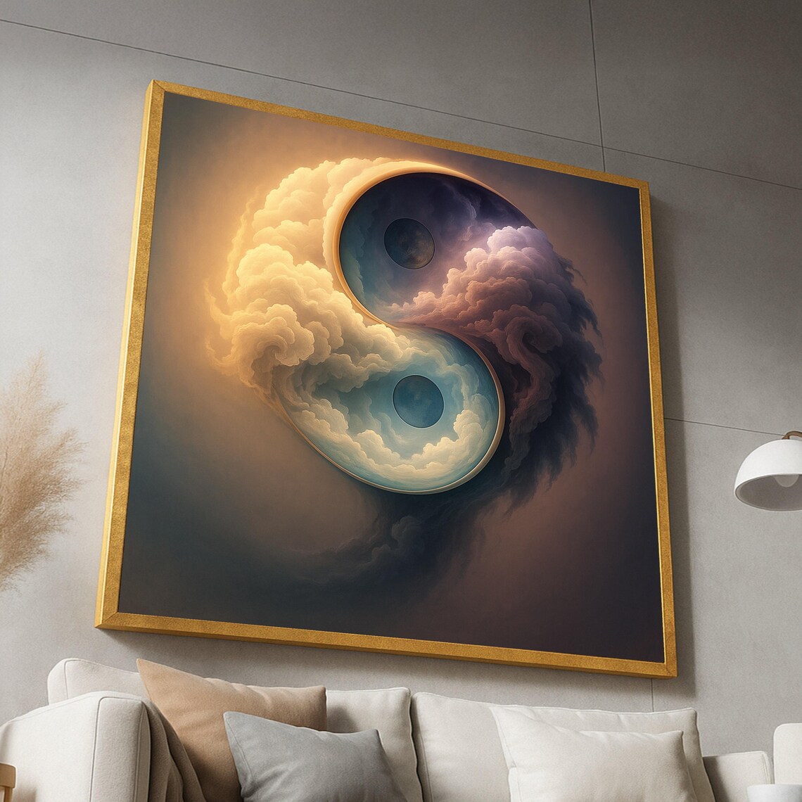 Yin Yang Clouds Mystical Spiritual Balance Canvas Art Poster