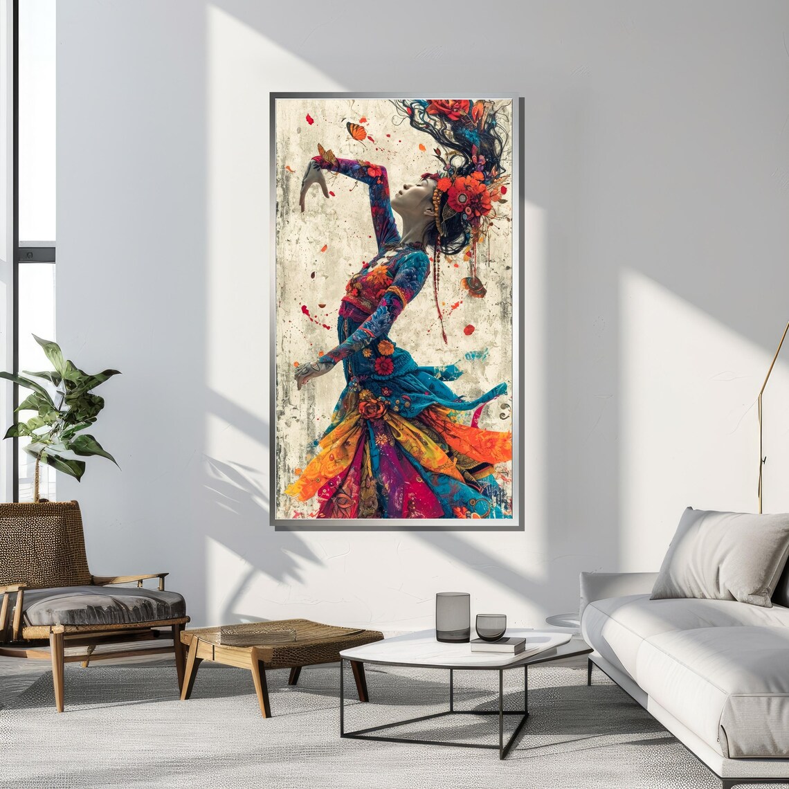 Dancing Woman With Floral Dress, Art Nouveau Print - Image 4