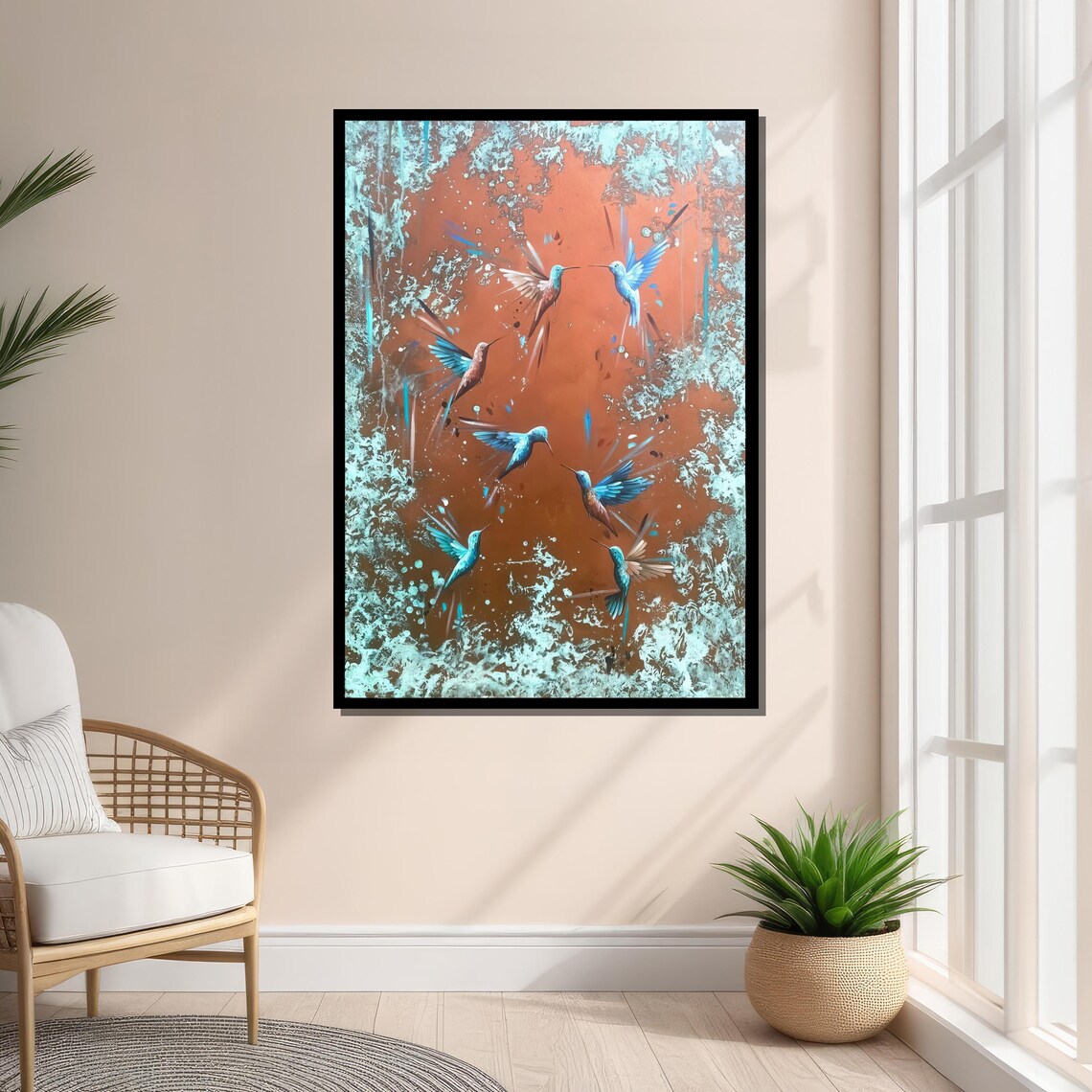 Abstract Hummingbird Art Print, Modern Wildlife Decor - Image 2