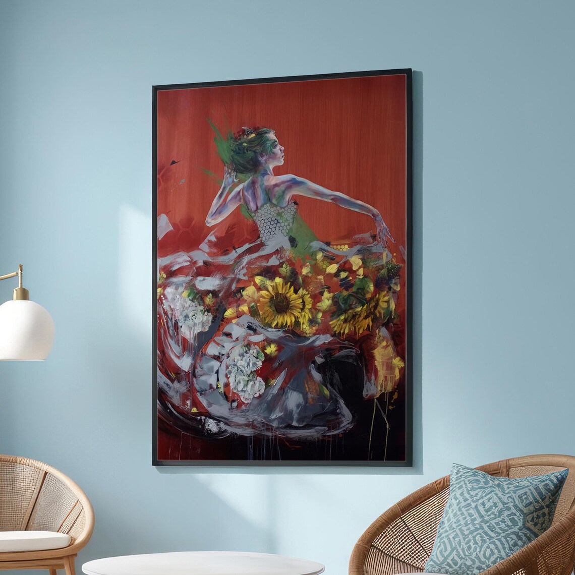 Surreal Woman With Sunflowers, Abstract Nature Decor - Image 6
