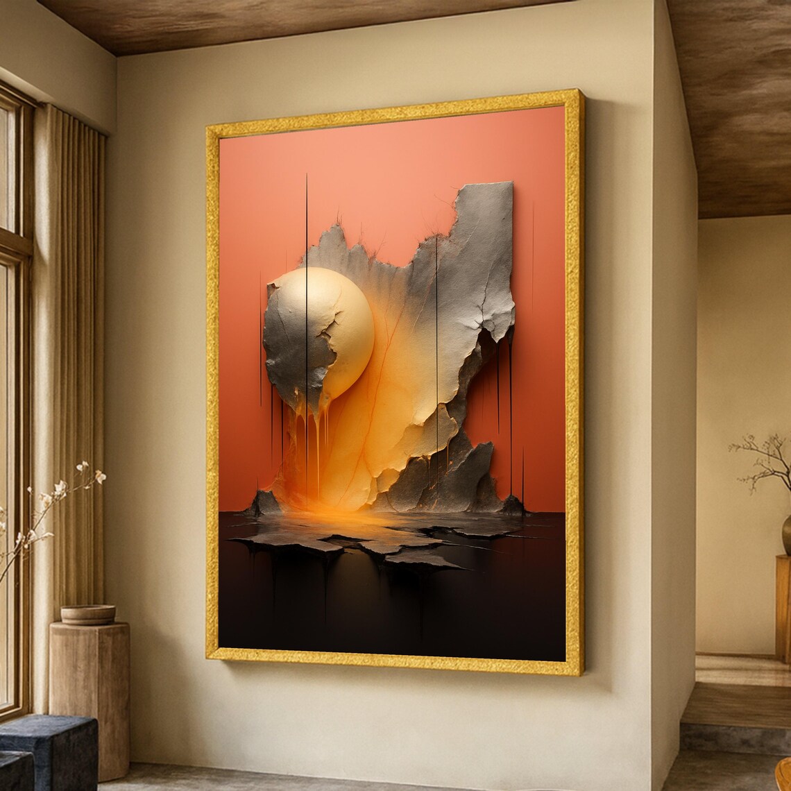 Abstract Orange Glow, Modern Surreal Art Print