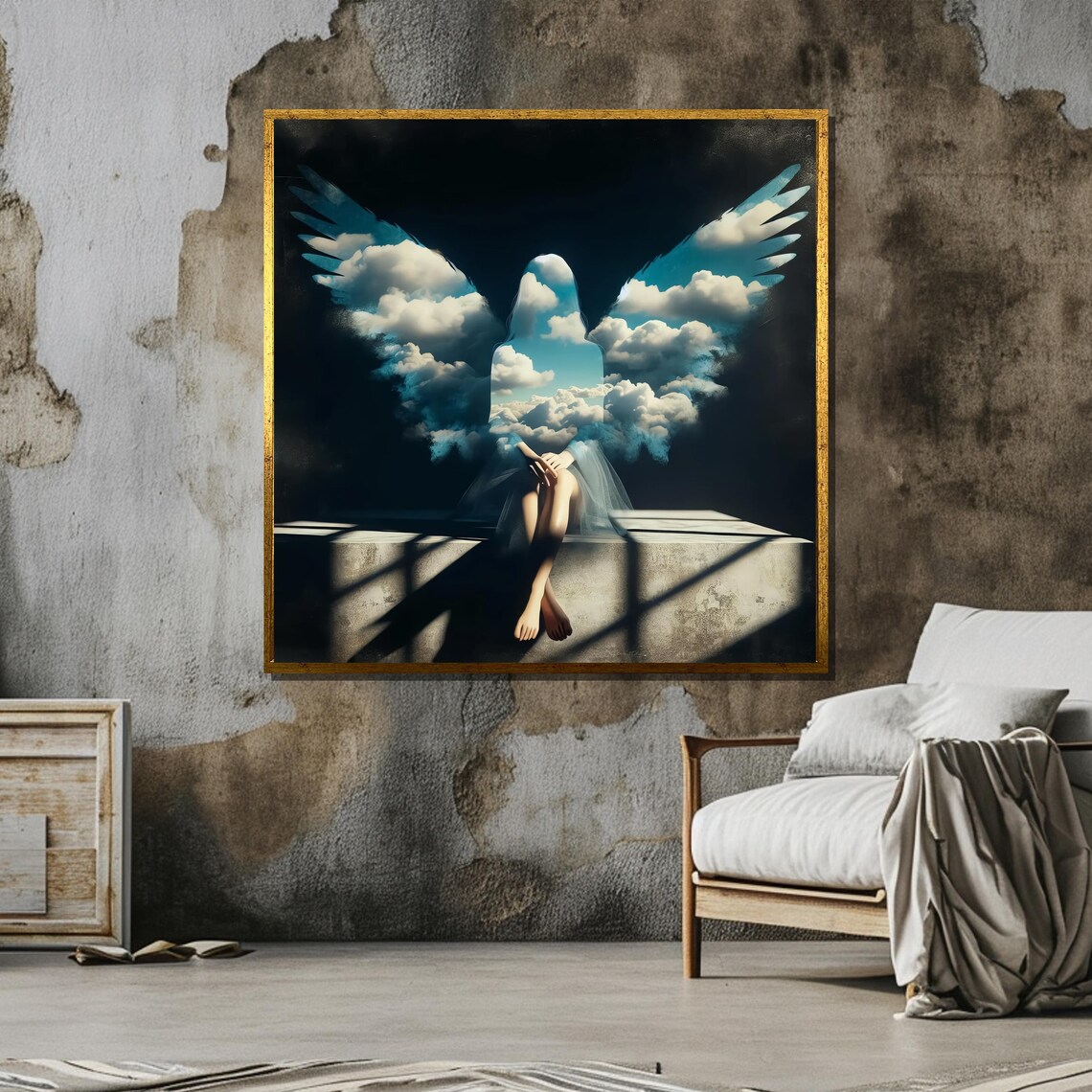 Surreal Angelic Cloud Art Print, Ethereal Figure - Image 6