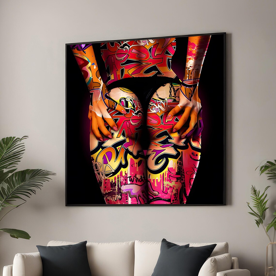 Graffiti Body Art Woman Vibrant Urban Tattoo Style Bold Colorful Poster