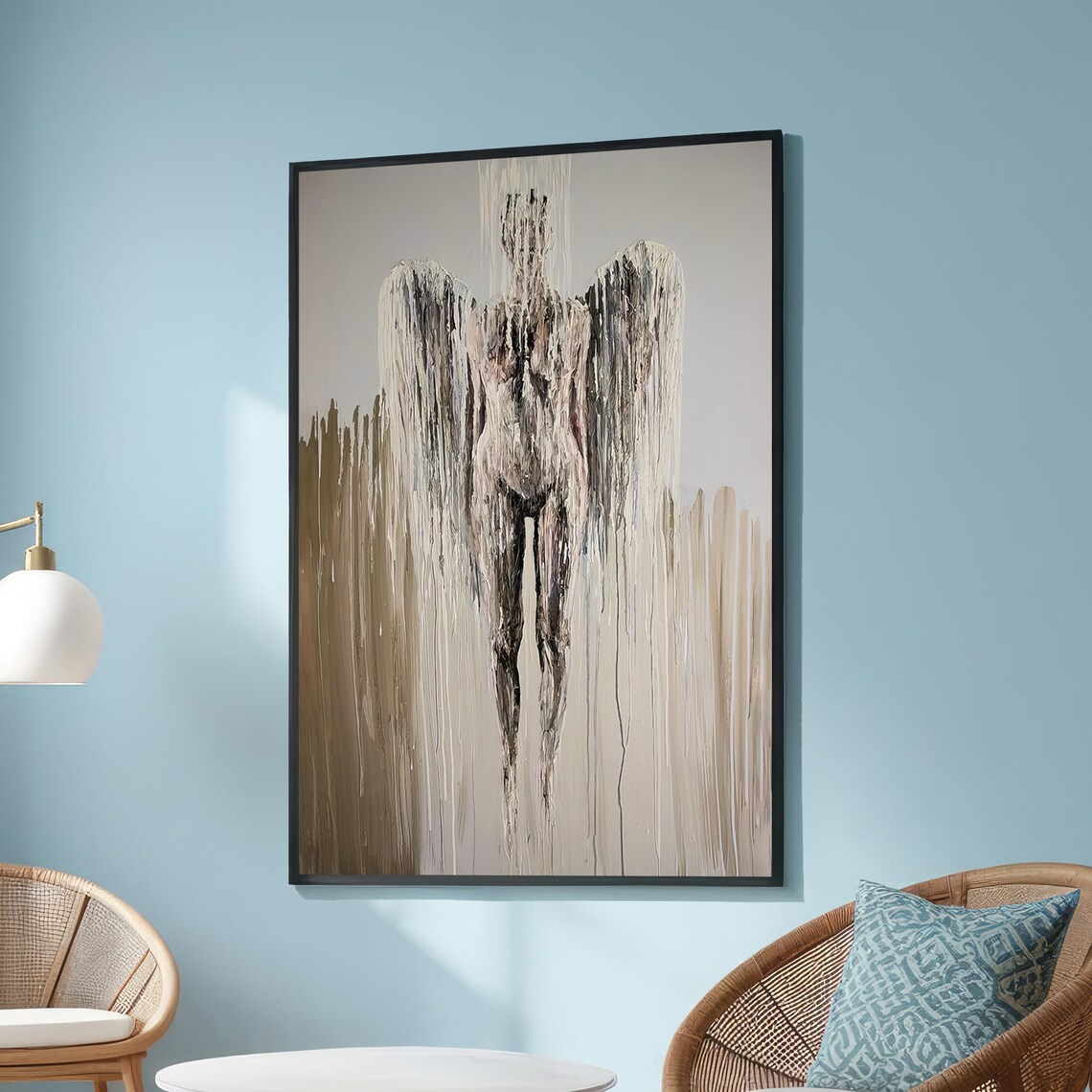 Abstract Angel Art Print, Textured Modern Religious Decor