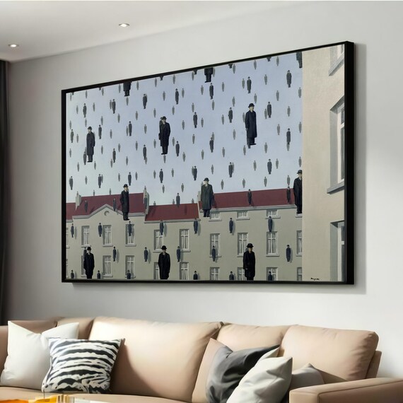 Rene Magritte Golconda Falling Men Iconic Surrealist Painting Poster