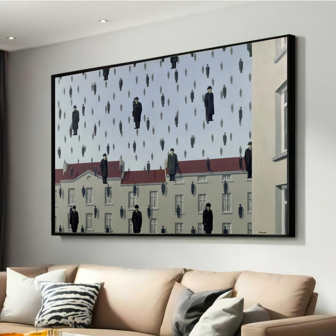 Rene Magritte Golconda Falling Men Iconic Surrealist Painting Poster