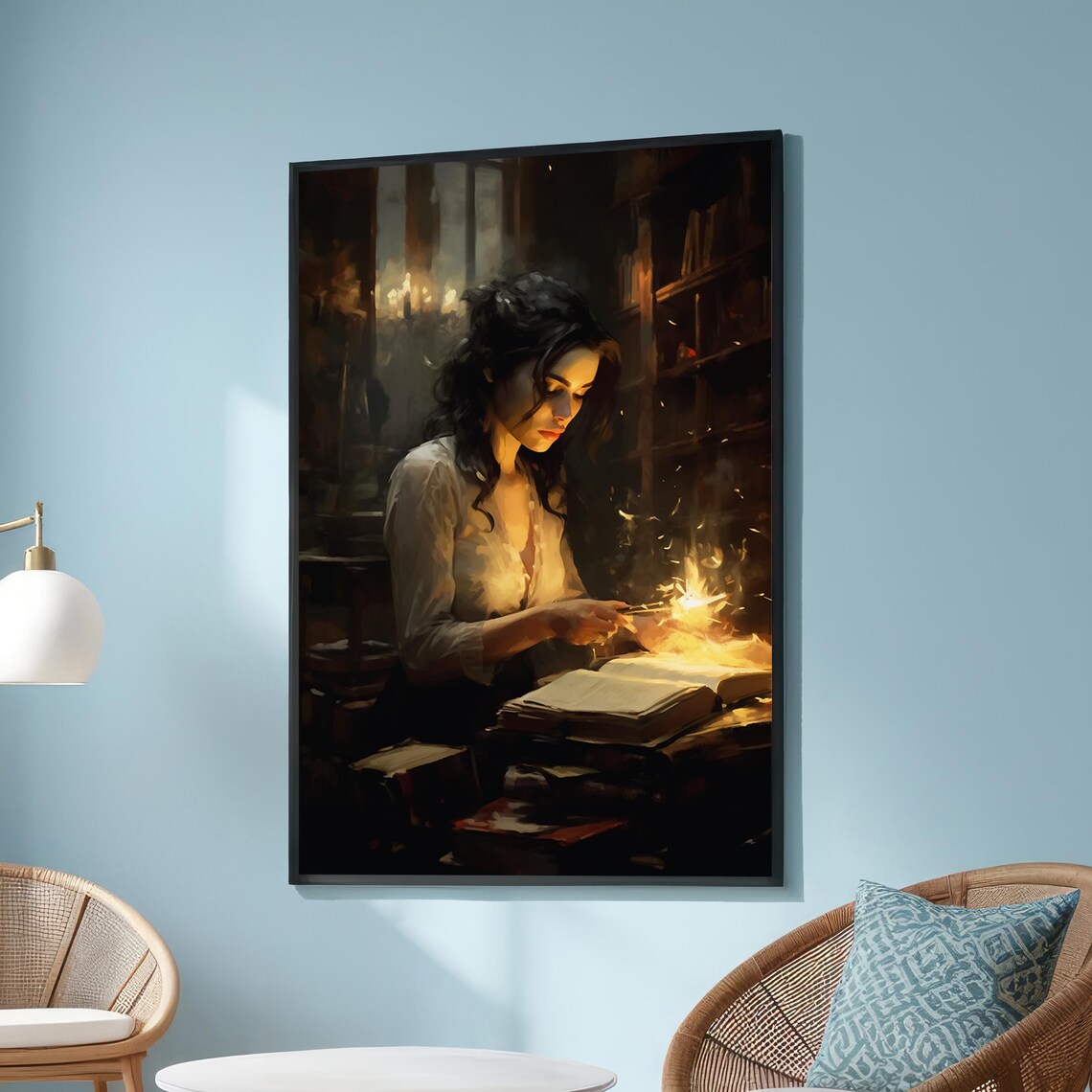 Magical Scholar Art Print, Mystical Library Decor