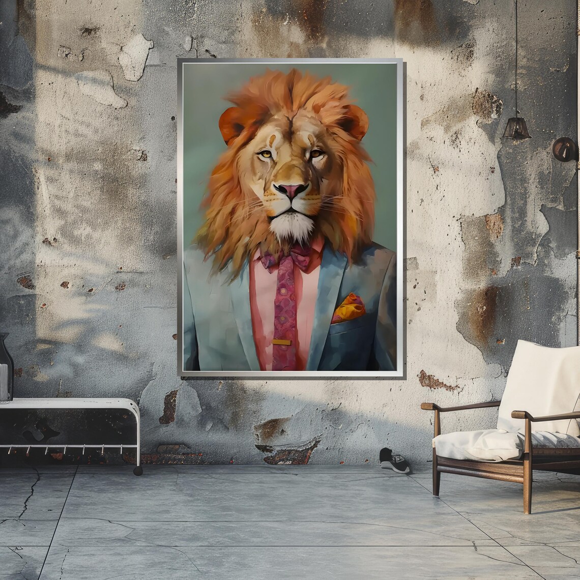Anthropomorphic Lion, Stylish Suit Surreal Pop Art - Image 5