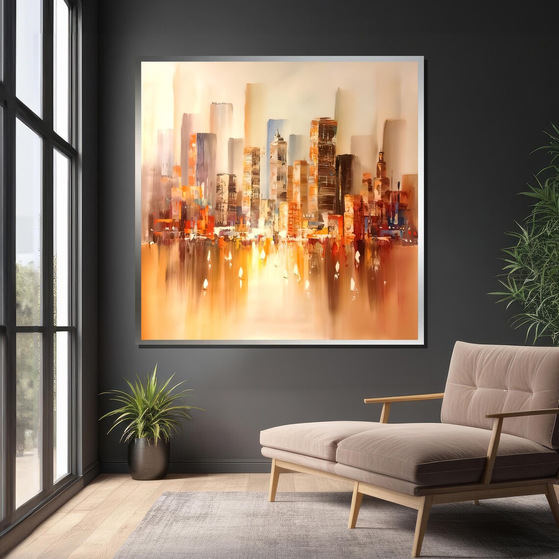 Abstract Cityscape, Contemporary Skyline Wall Art - Image 4
