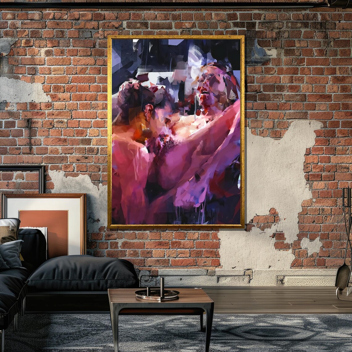 Abstract Intimate Couple, Expressionist Painting - Image 4