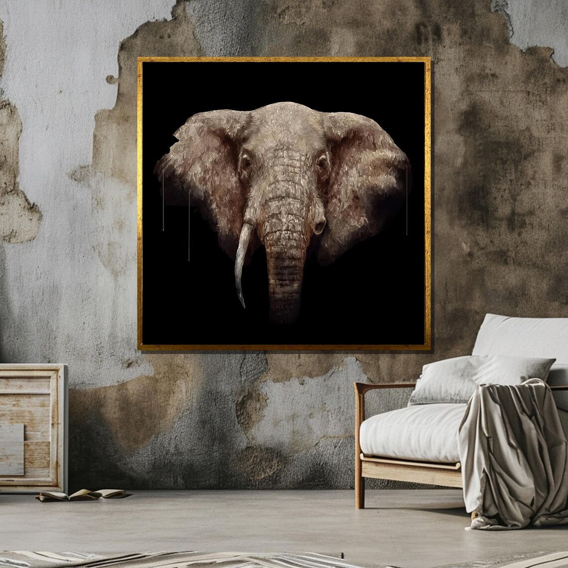 Realistic Elephant, Minimalist Black And White Art Print - Image 6