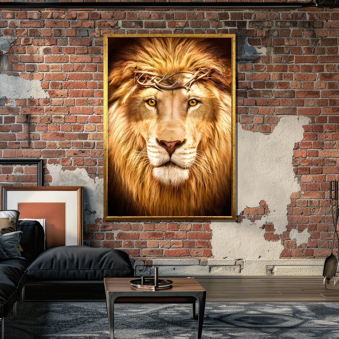 Lion With Crown Of Thorns Art, Majestic Wildlife - Image 4