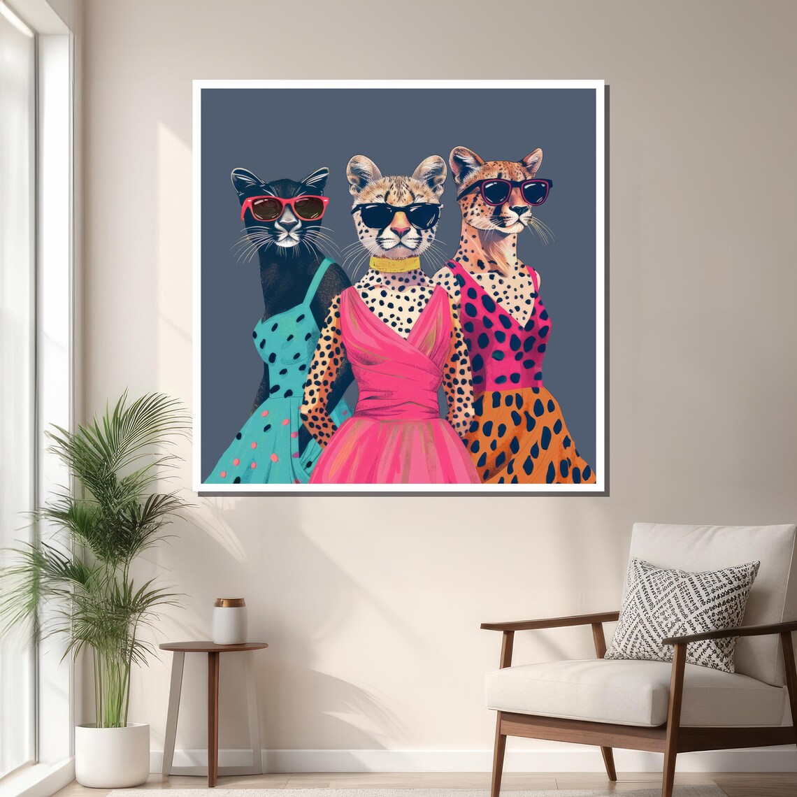 Fashionable Cat Pop Art, Whimsical Animal Decor - Image 3