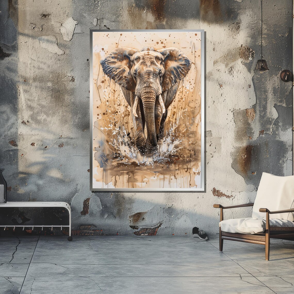 Majestic Elephant Art Print, Watercolor Wildlife Decor