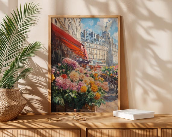 Parisian Flower Market Painting Paris Art Abstract Floral Print French Art Decor Parisian Street Art Henri Matisse Art