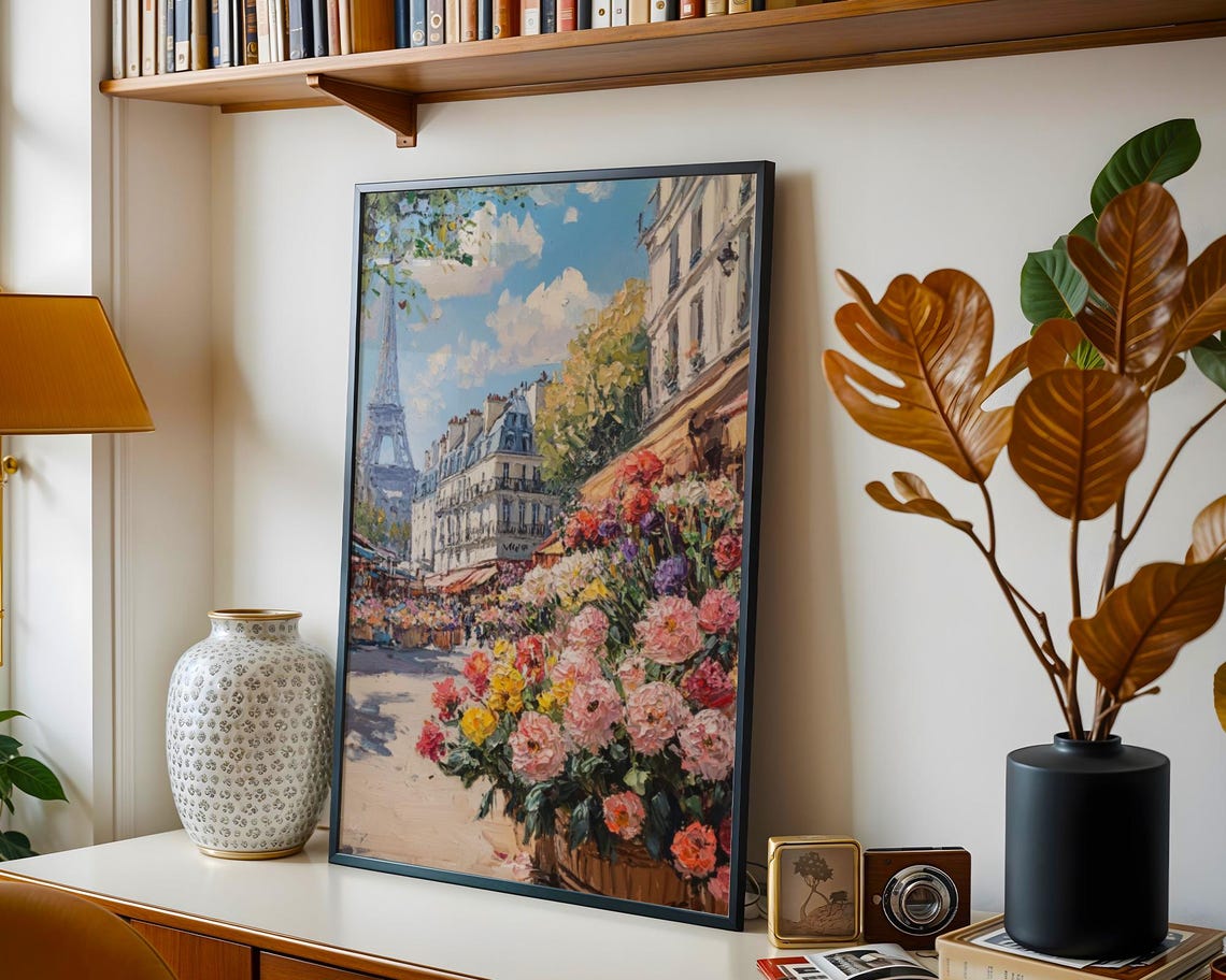 Parisian Flower Market Painting Paris Art Abstract Floral Print French Art Decor Parisian Street Art Henri Matisse Art