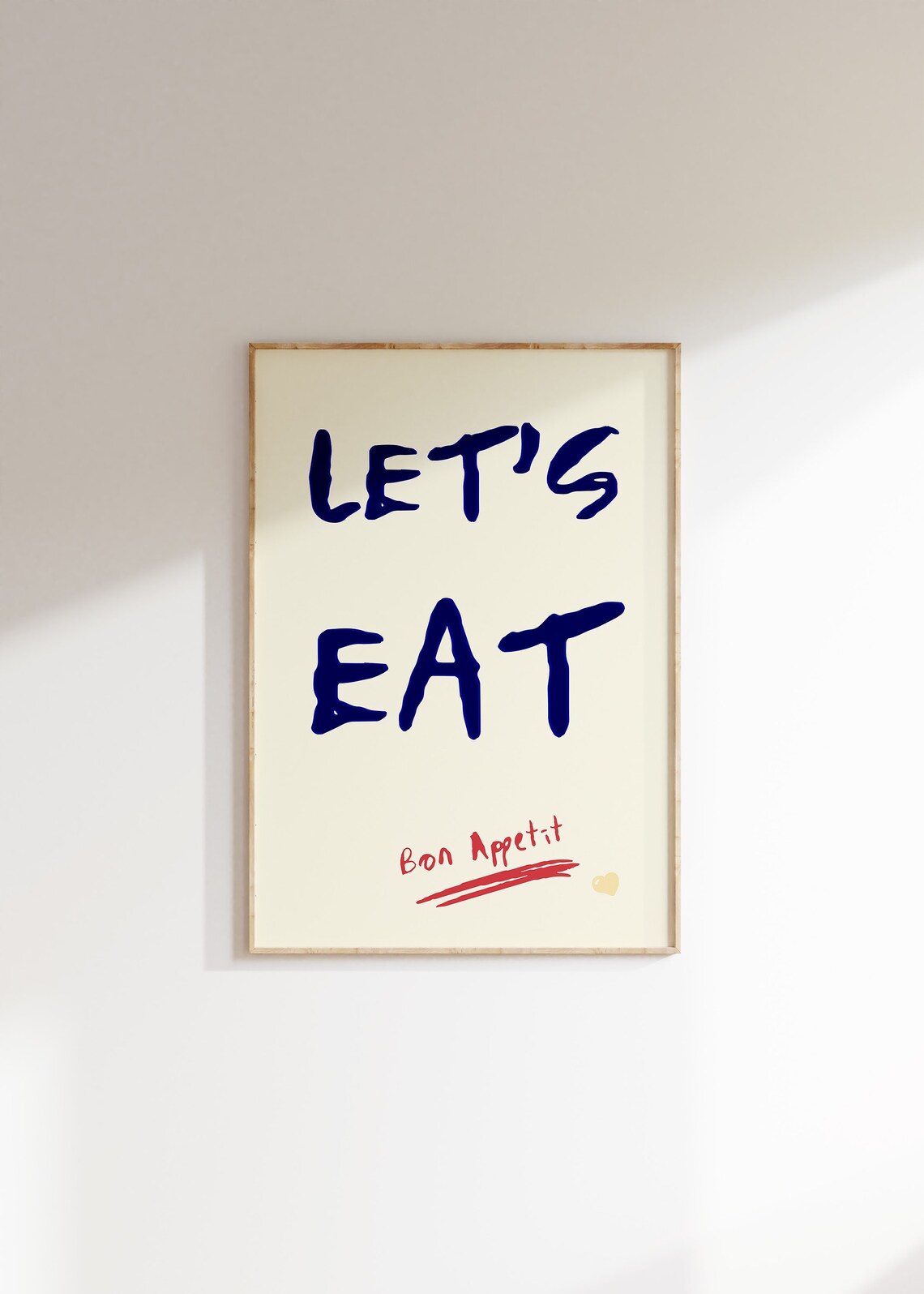 Lets Eat Kitchen Quote Art Print, Retro Typography