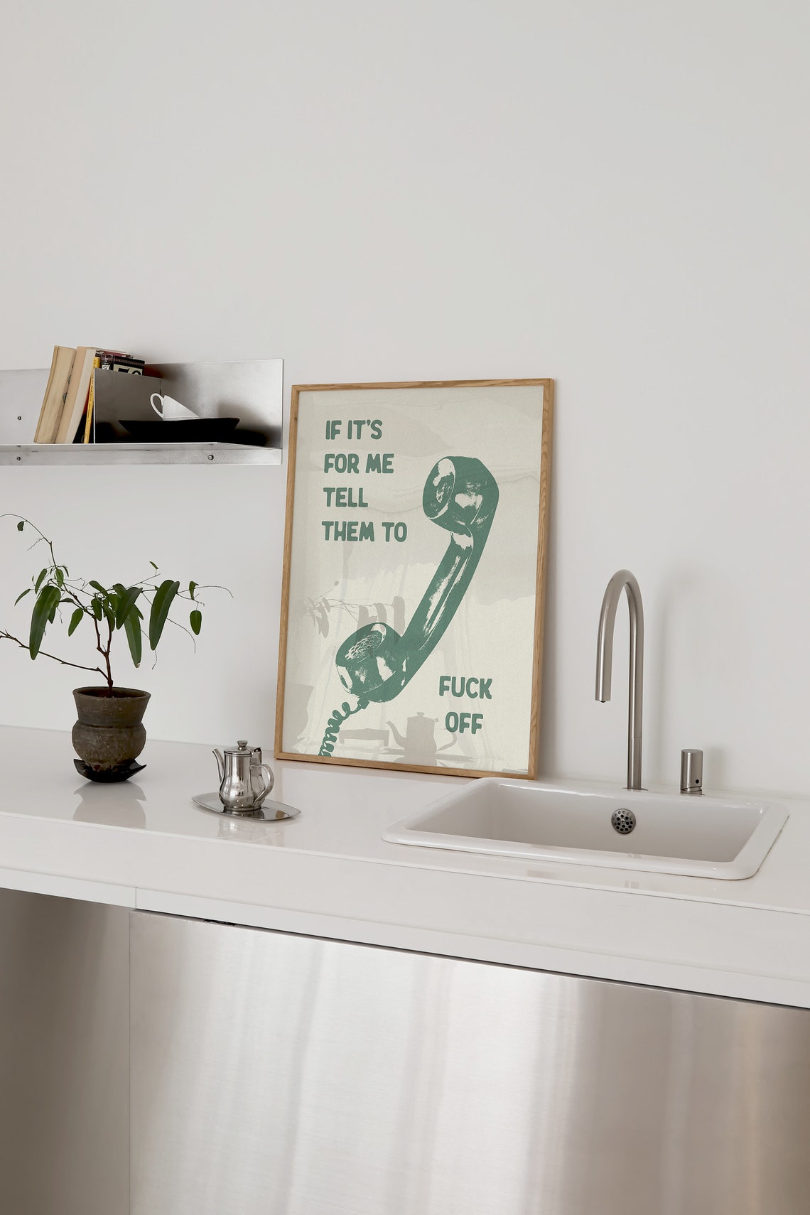 If It's For Me Tell Them To Fuck Off Vintage Phone Funny Quote Poster - Image 3