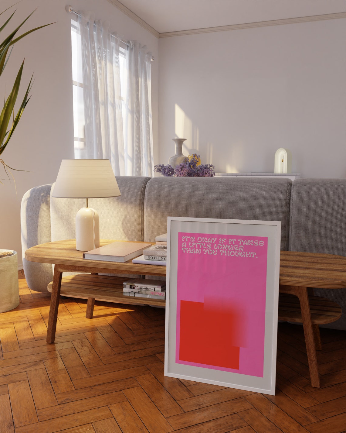 Its Okay If It Takes Longer Hot Pink Gradient Positive Poster - Image 2
